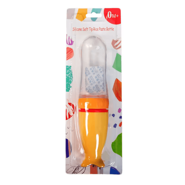 Silicone Baby Squeeze Feeding Bottle with Spoon – 6+ - Nesh Kids Store