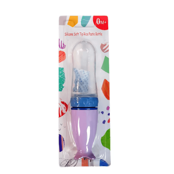 Silicone Baby Squeeze Feeding Bottle with Spoon – 6+ - Nesh Kids Store