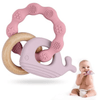 Silicone & Natural Wood Teether Ring - 0 Months - Nesh Kids Store