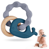 Silicone & Natural Wood Teether Ring - 0 Months - Nesh Kids Store