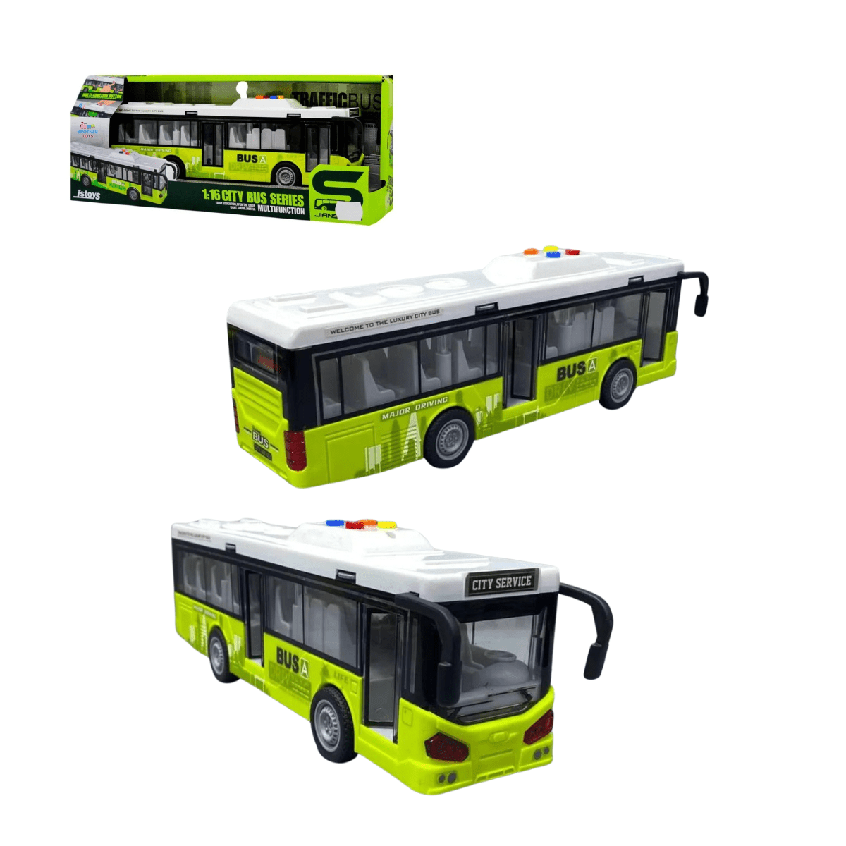Single-Decker City Bus with Frictional Lights & Sounds - Nesh Kids ...