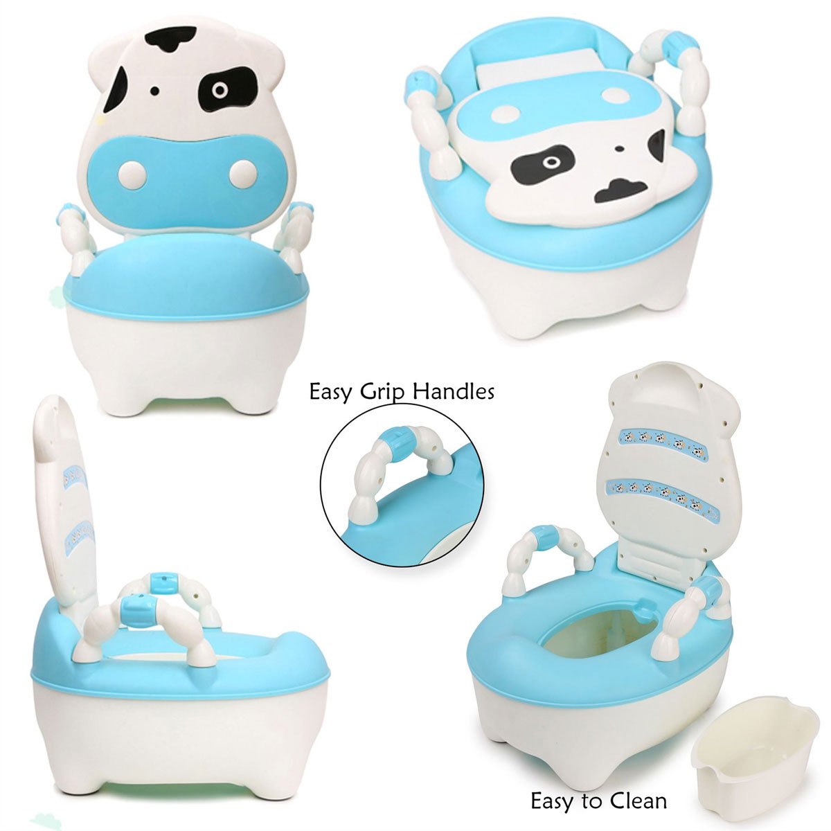 Poopy Commode Baby Commode / Potty with Backrest (Cow Design) - Nesh Kids Store