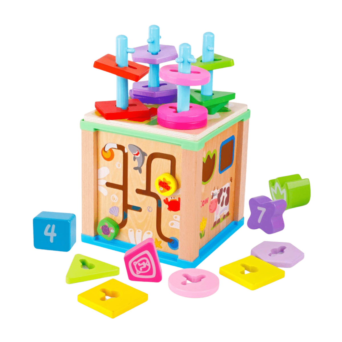 Multifuctional Toy Wooden Multipurpose Educational Toy-(3+ Year) - Nesh Kids Store | Sri Lanka